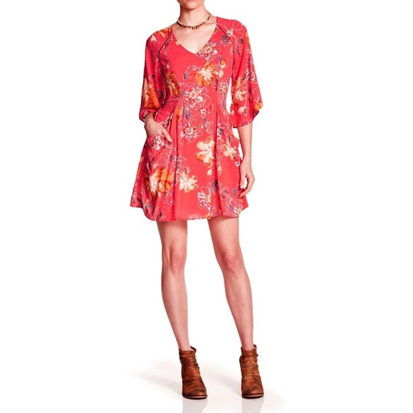 Free People Eyes On You Floral Print High-Low Mini Dress sz.6 - Picture 4 of 6